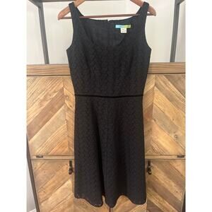 Beth Bowley Black Eyelet Fit and Flare Mini Dress Sz 4